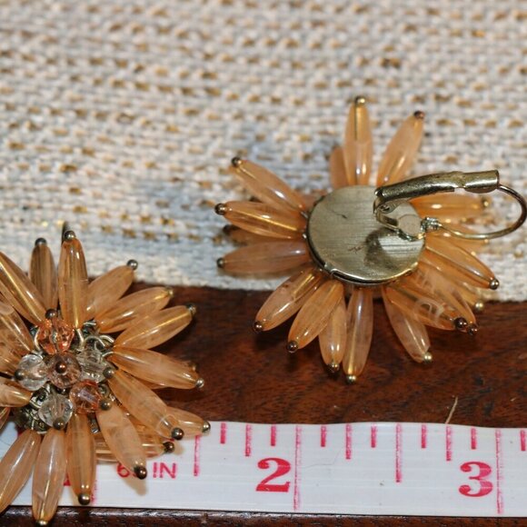 Peach Wired/Floral Earrings with Protective Closing Casp - Picture 3 of 3
